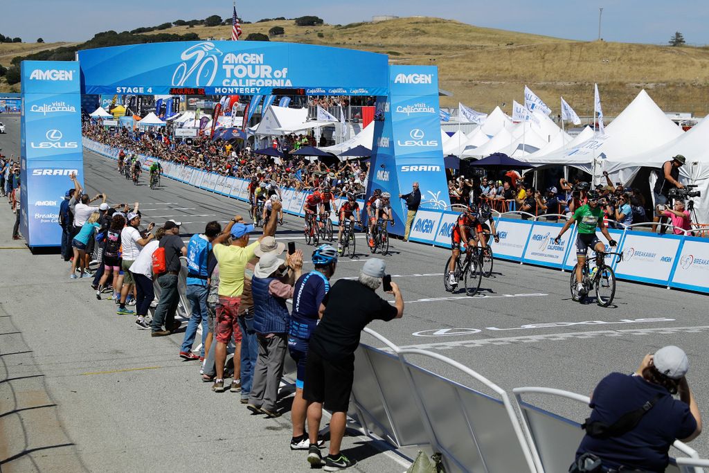 A subdued celebration from Peter Sagan after winning his 15th stage at the race in his career