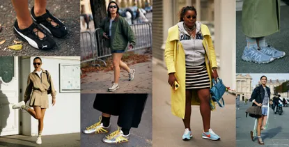 women at fashion week wearing the top 2025 sneaker trends