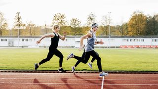 three runners on a track