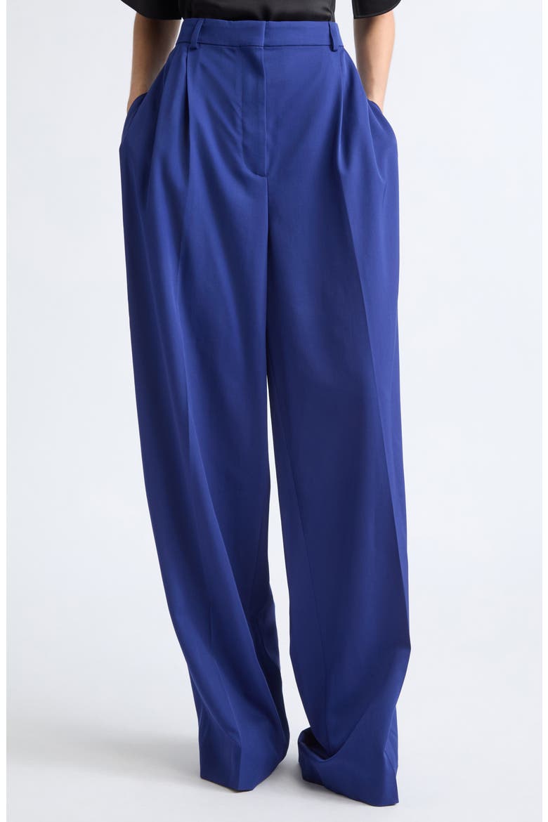 High Waist Pleated Wool Pants