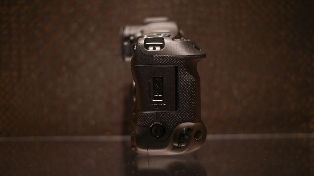 Canon EOS R1 against a dark background