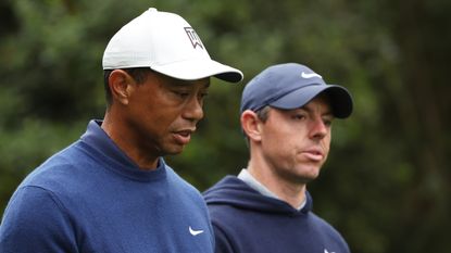 Tiger Woods and Rory McIlroy before the 2023 Masters