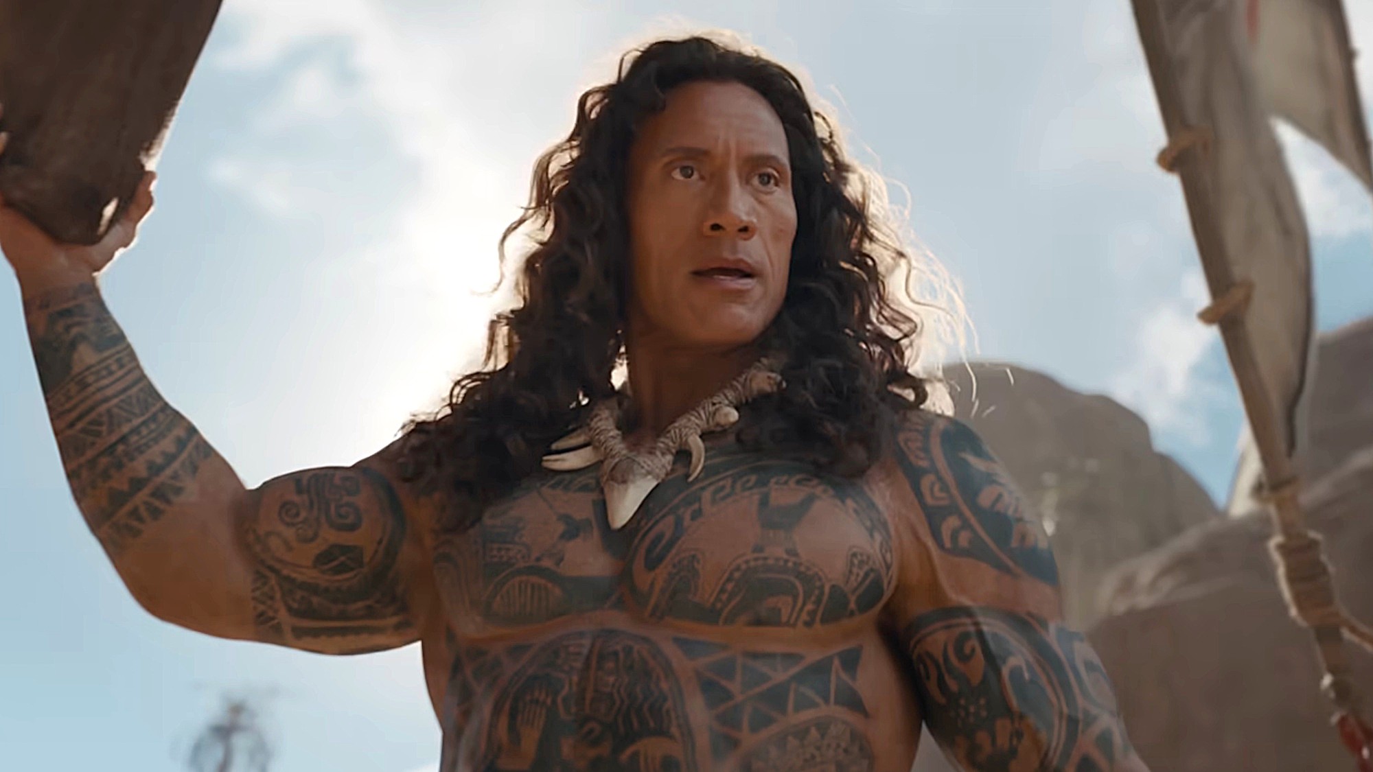 Dwayne Johnson, aka The Rock, is shown as Maui in the trailer for the live-action remake of Moana.