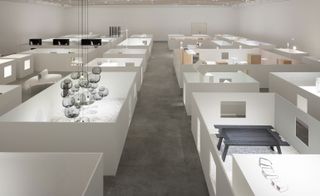 The upper floor is host to the rest of the 74 designs, each arranged in bright white boxes, leaping from one panache to another yet maintaining the Nendo elegance