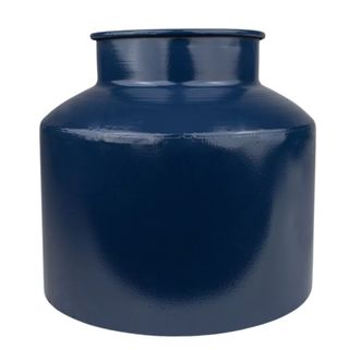 Round blue metal vase