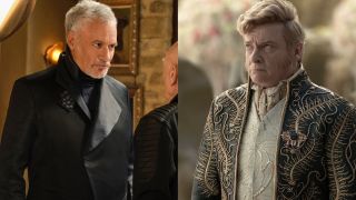 John de Lancie as Q in Picard, and Rhys Darby as Trelane in Strange New Worlds