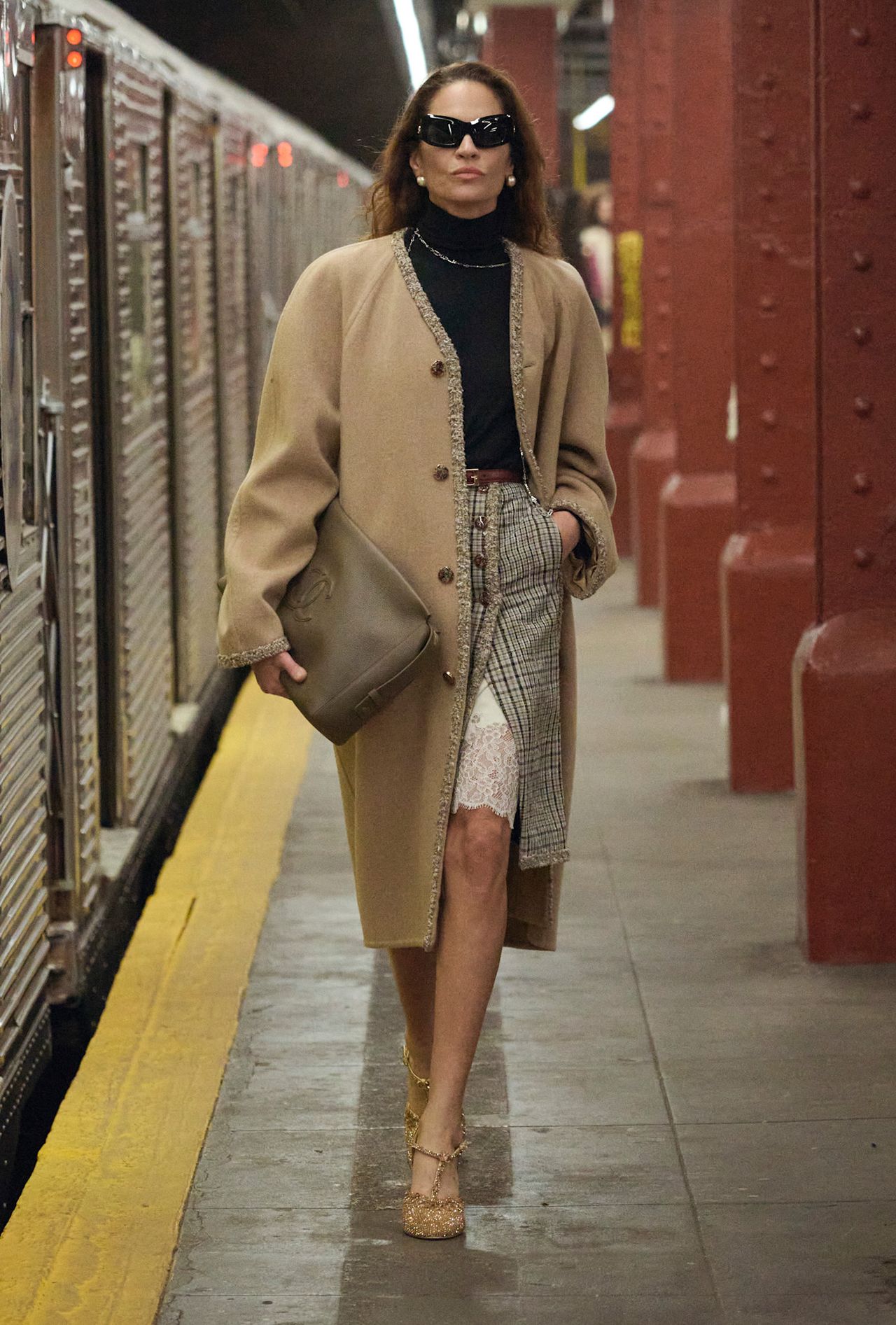 models walk the subway runway for the chanel metiers d'art 2026 show in new york city