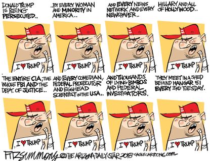 Political cartoon U.S. MAGA Trump deep state conspiracy