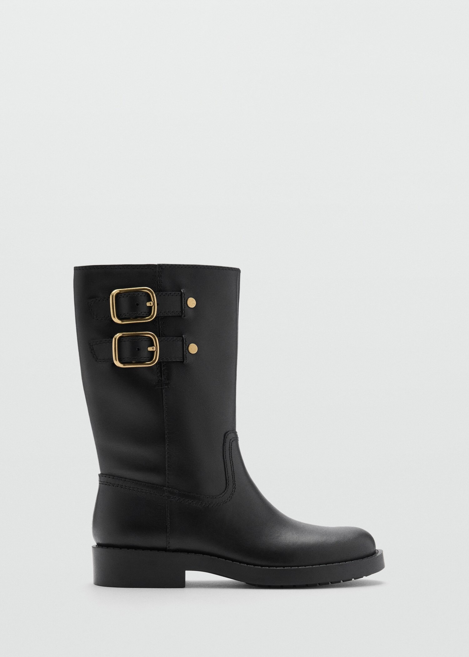 MANGO, Buckle Leather Ankle Boots