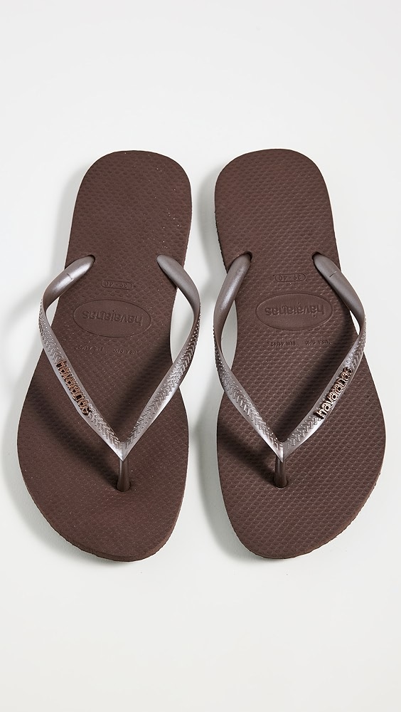 Havaianas Slim Logo Metallic Flip Flops