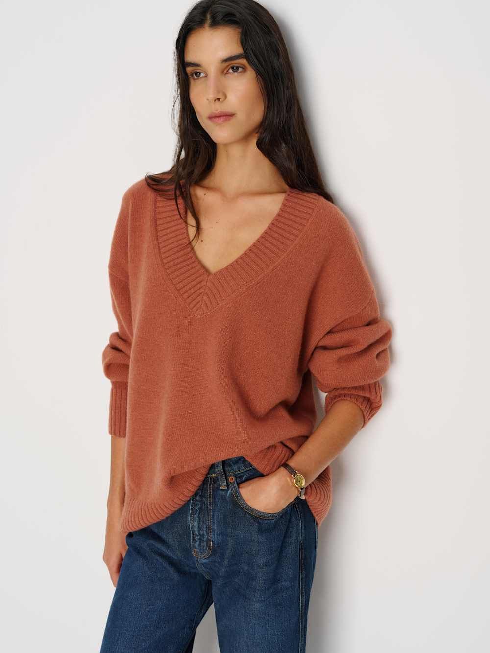 Jadey Cashmere Oversized V-Neck Sweater
