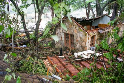 A house in Wimberley, Texas, was badly damaged by the flooding Blanco River