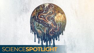An illustration of a melting Earth with its ocean currents outlined
