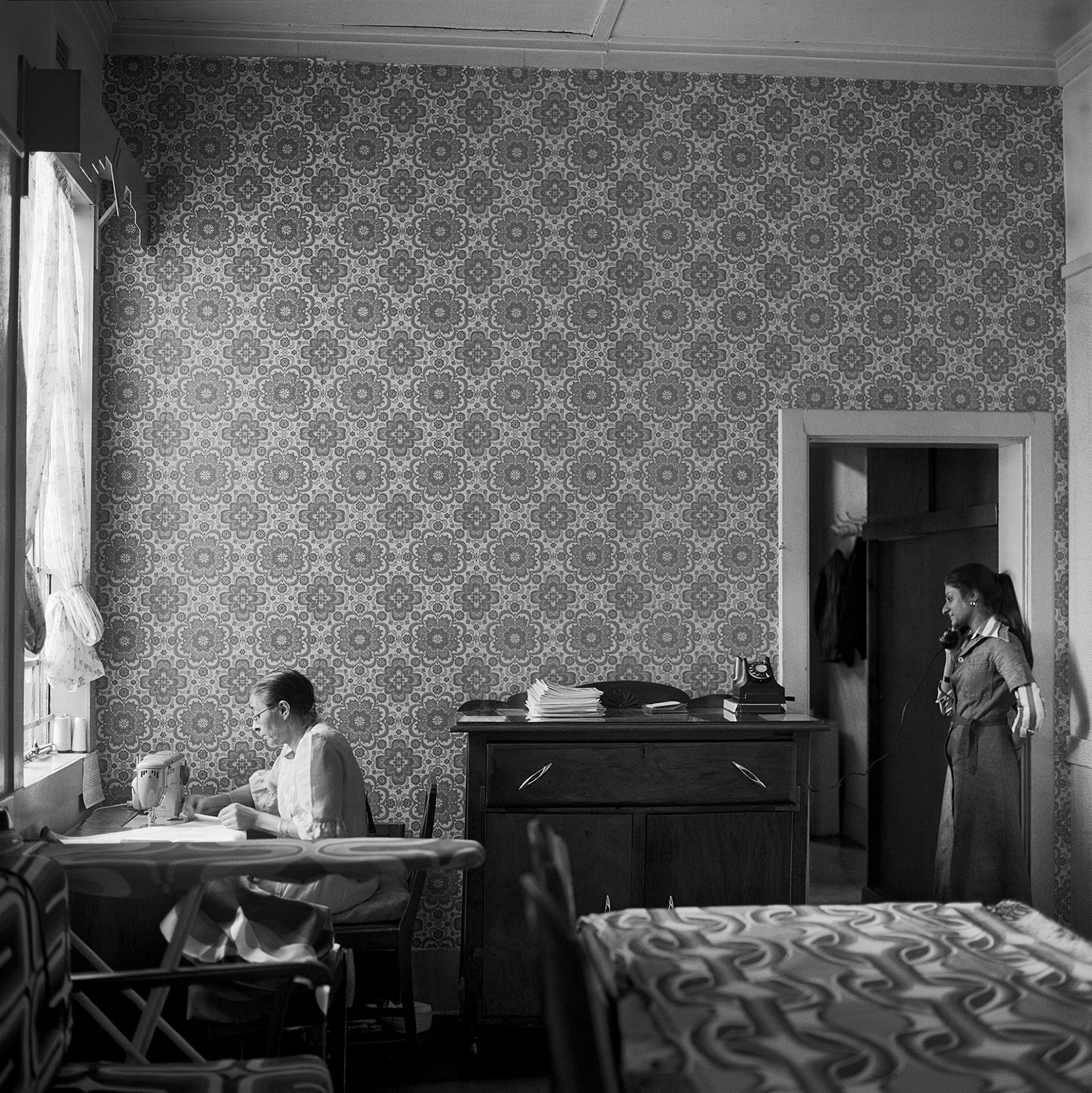 In the Docrat living room before its destruction under the Group Areas Act, 20th Street, Fietas, Johannesburg. 1977