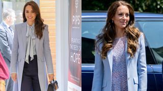 Kate Middleton wearing her powder blue coat at different occasions