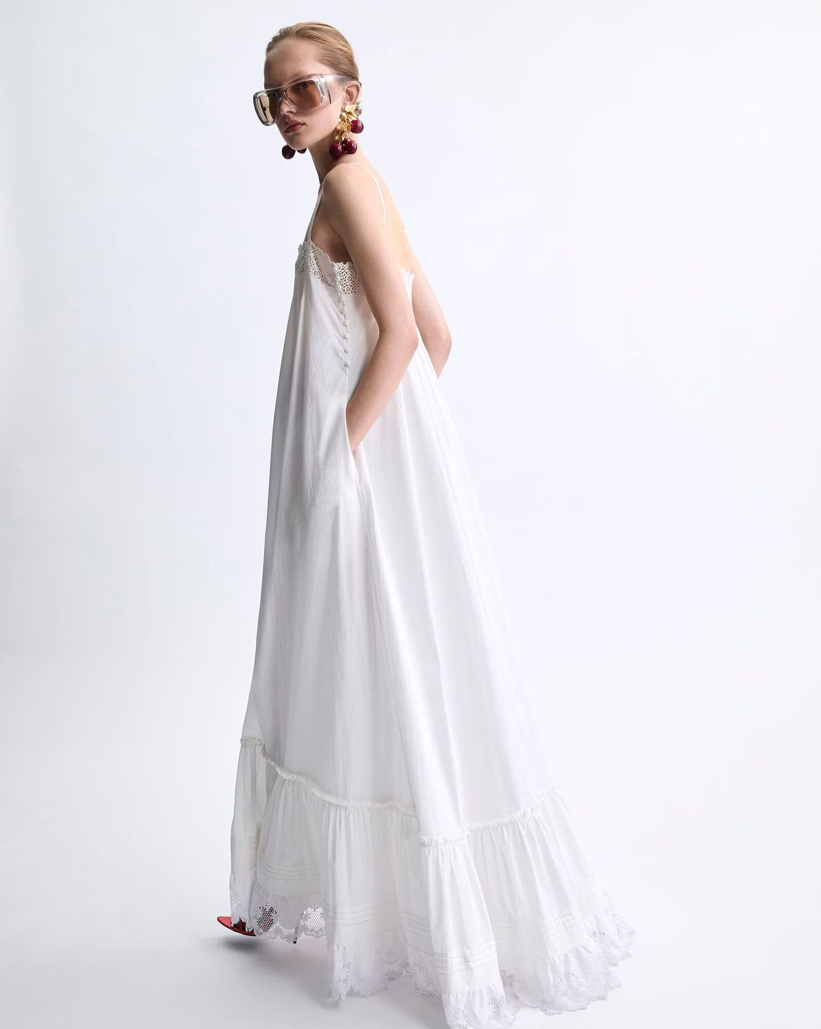 YSL, Embroidered Cotton Poplin Dress
