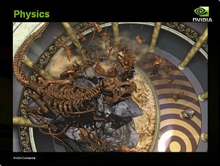 The following two slides discuss physics techniques involving Nvidia graphics processors.