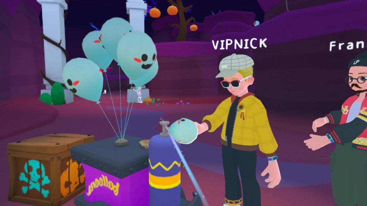 Playing in Little Planet's Halloween world on a Meta Quest 3
