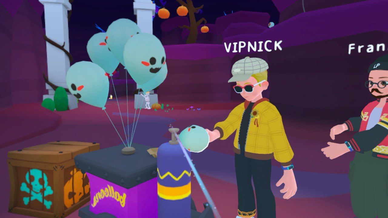 Playing in Little Planet's Halloween world on a Meta Quest 3