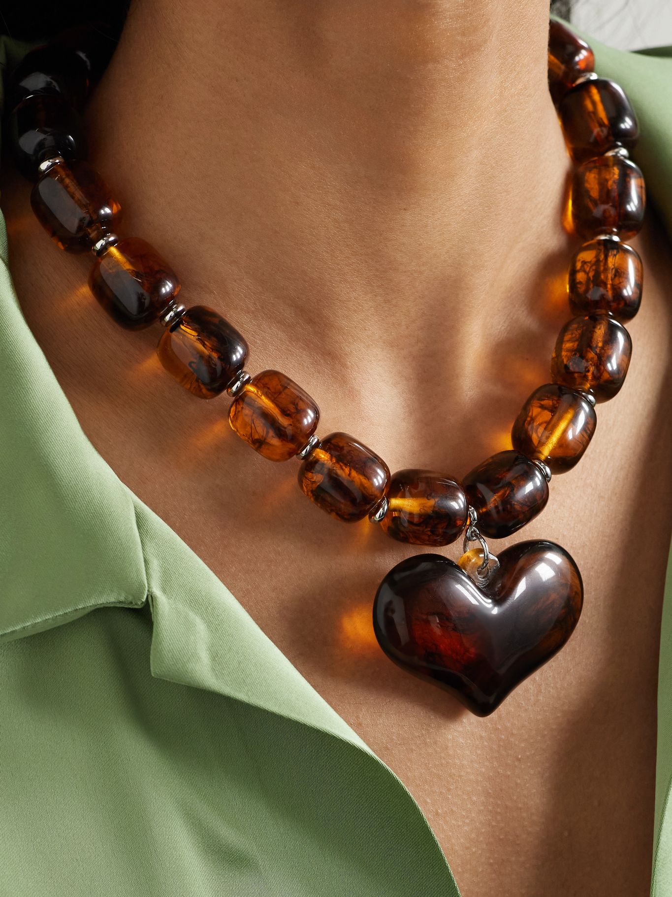 julieta Amore silver-tone resin necklace