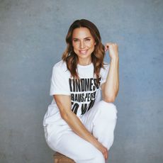 Melanie C is photographed in a slogan t-shirt for The Body Shop resilience campaign