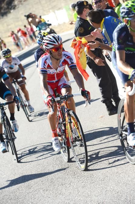 Joaquim Rodriguez (Katusha) en route to a ninth place finish on stage 8 to Pe&ntilde;as Blancas