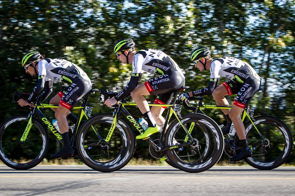 Axeon riders get a rotation going as they head out