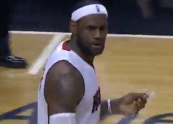 Watch a rookie stuff LeBron James on a buzzer-beating dunk attempt