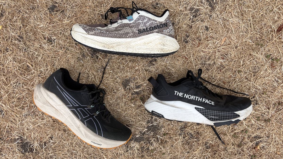 Salomon Aero Glide 4 GRVL, Asics Blazeblast and The North Face Altamesa 500 v2 running shoes