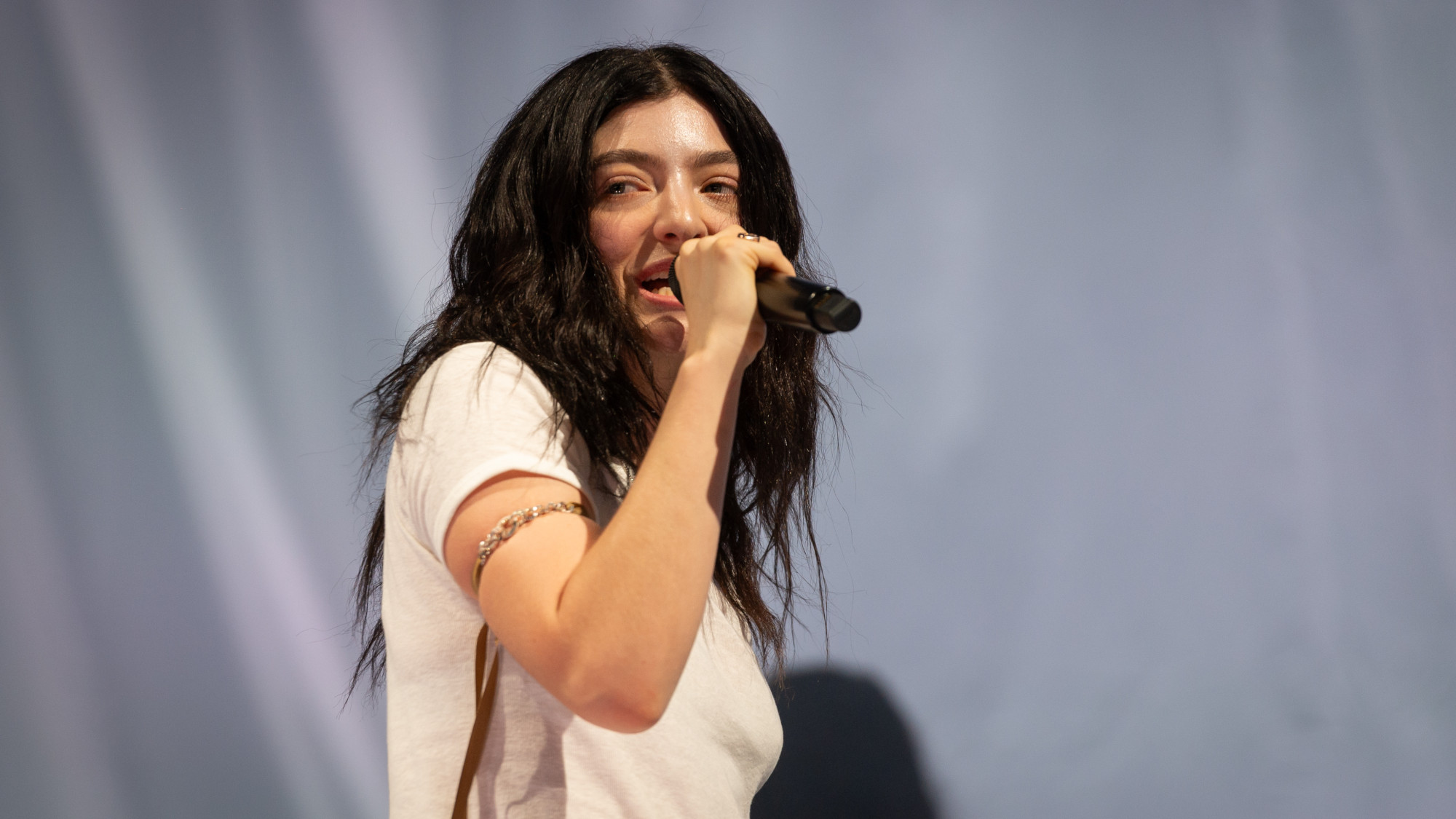 Lorde performs during day three of the Glastonbury festival at Worthy Farm, Pilton
