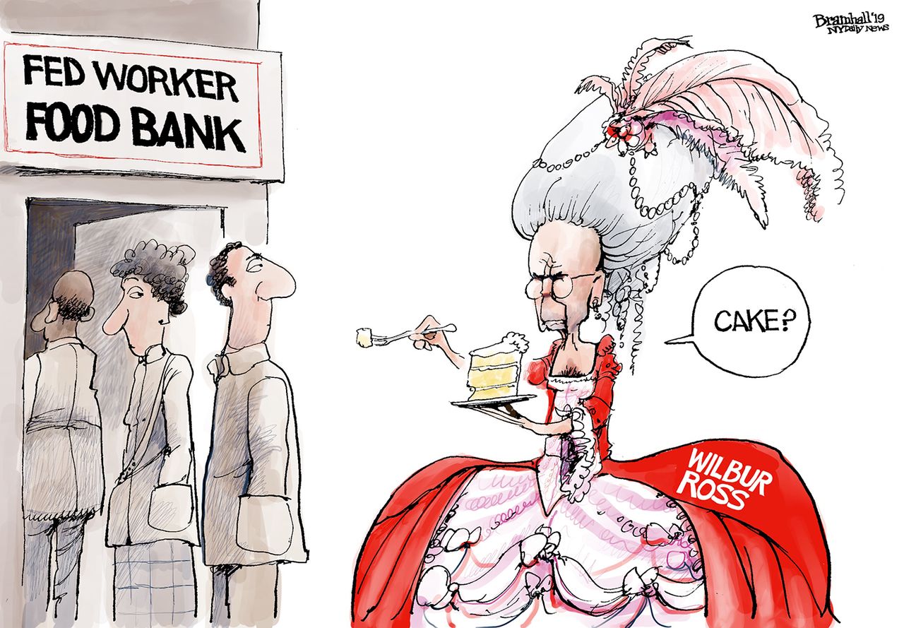 Political Cartoon U.S. Federal Workers Government Shutdown Wilbur Ross