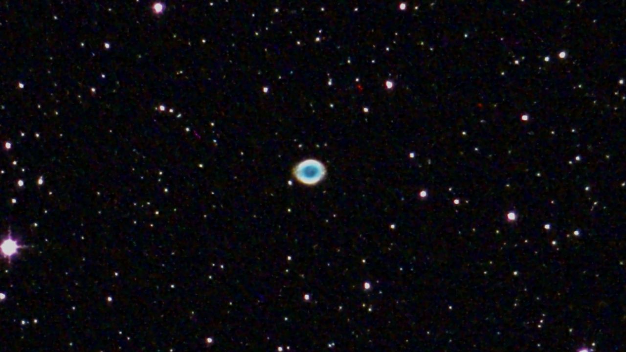 The Ring nebula in the night sky as imaged by the Unistellar Odyssey Pro.