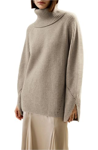 Oversized Merino Wool Sweater With Slit Sleeves