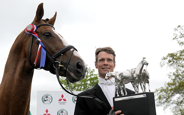 William and Chilli pick up the Mitsubishi Motors Badminton Horse Trials trophy for their victory in 2015