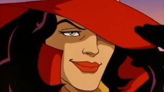 Carmen Sandiego smirks