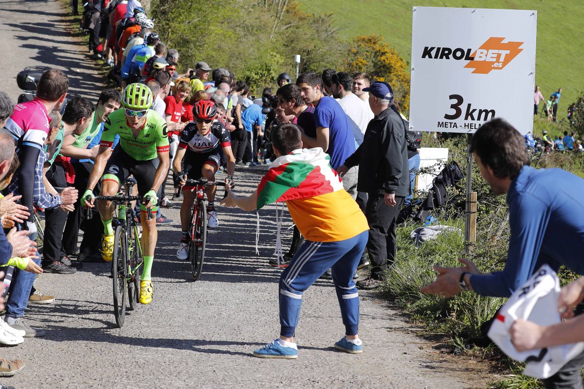 Michael Woods (Cannondale-Drapac) and Louis Meintjes (UAE Team Emirates)
