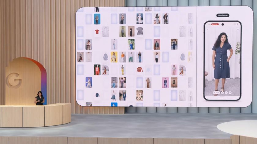 Shopping using the new Google AI Mode search on stage at Google I/O 2025