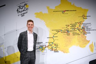 Tadej Pogacar at the 2023 Tour de France route presentation