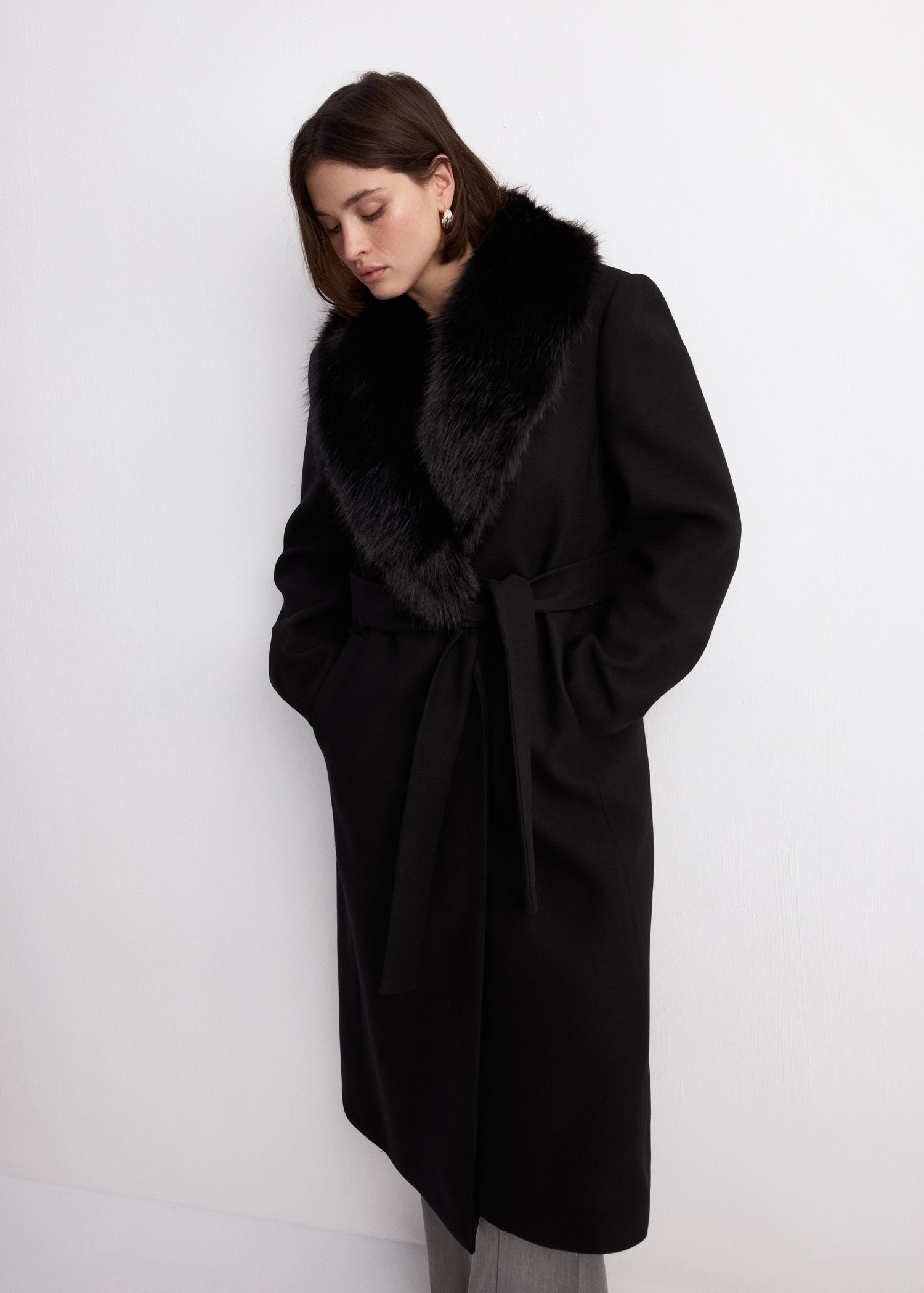 Manteco Wool Coat With Fur Collar - Women | Mango Usa