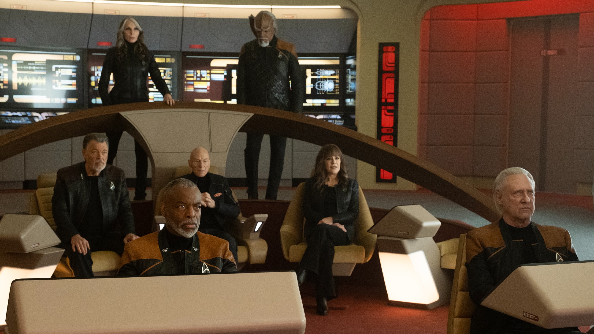 The bridge crew back together again. 