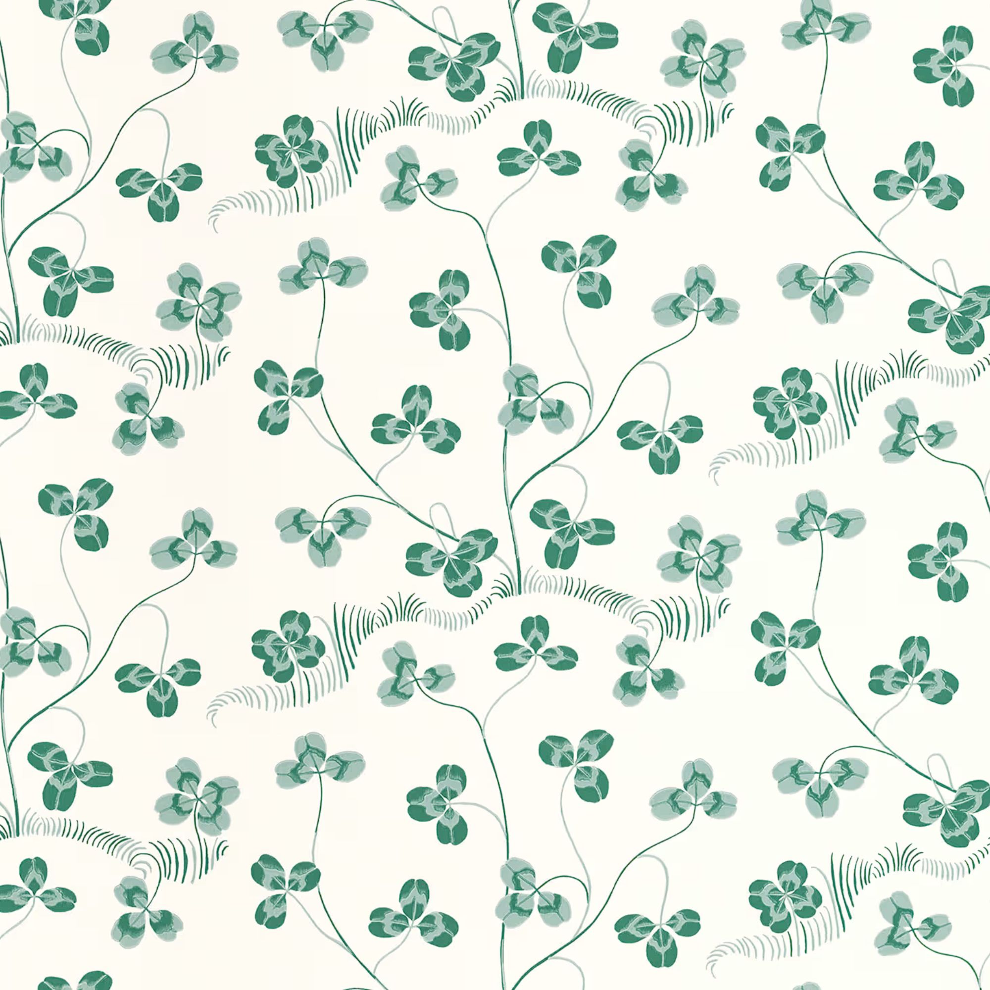 Clover print wallpaper on a cream background