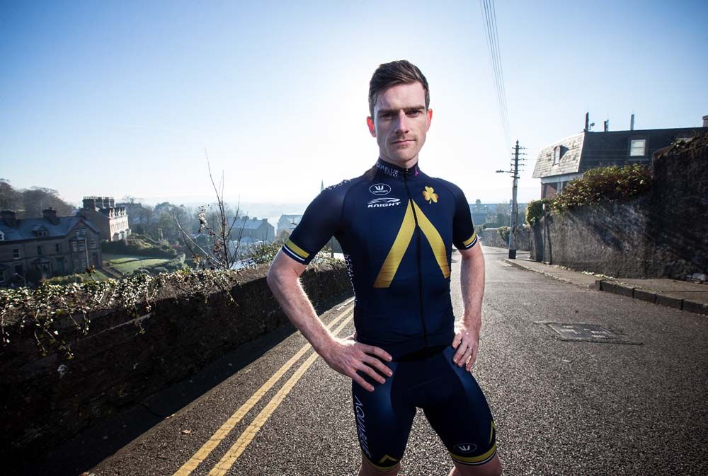 Martyn Irvine strikes a pose in the Aqua Blue Sport jersey