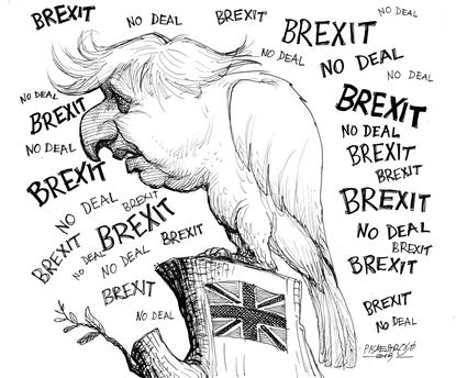 Political Cartoon World Brexit parrot Boris Johnson