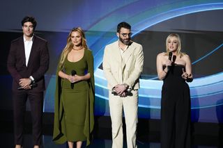 l-r) Danilo Carrera, Isabella Castillo, “Sed De Venganza” on Telemundo; Zachary Quinto, “Brilliant Minds” on NBC; Wendi McClendon-Covey, “St. Denis Medical” on NBC