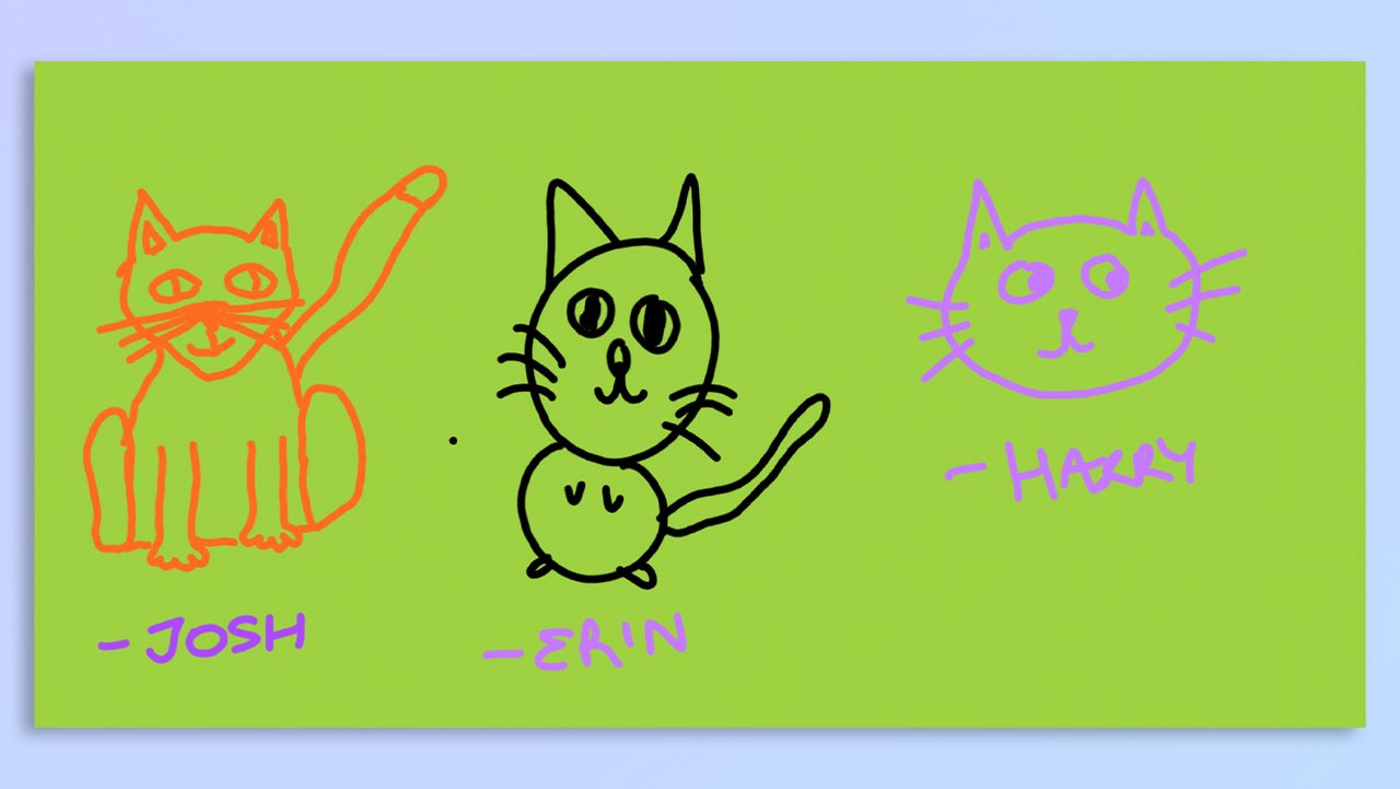 Cartoons drawn on the Alogic Clarity 6K Touch monitor