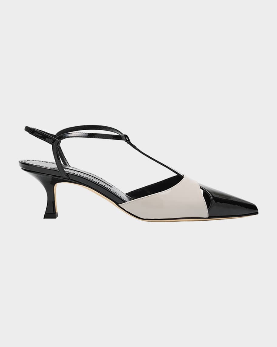 Turgimod Bicolor Patent Leather T-Strap Pumps