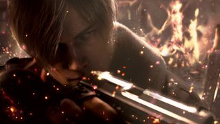 2023 games — Leon Kennedy aims his sidearm in the remake of Resident Evil 4.