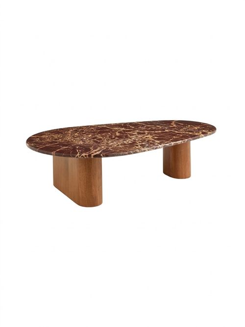Pondus Coffee Table in Real Cherry Marble and Mango Wood