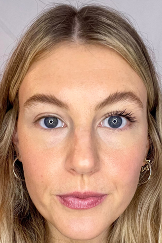Maybelline Lash Sensational Sky High Mascara - beauty editor katie thomas shows herself wearing the mascara on one eye, whilst the other is without