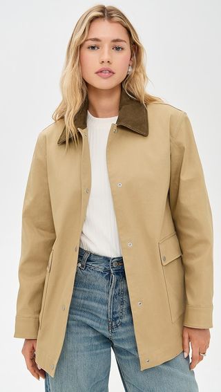 Vince Suede Collar Utility Snap Front Jacket